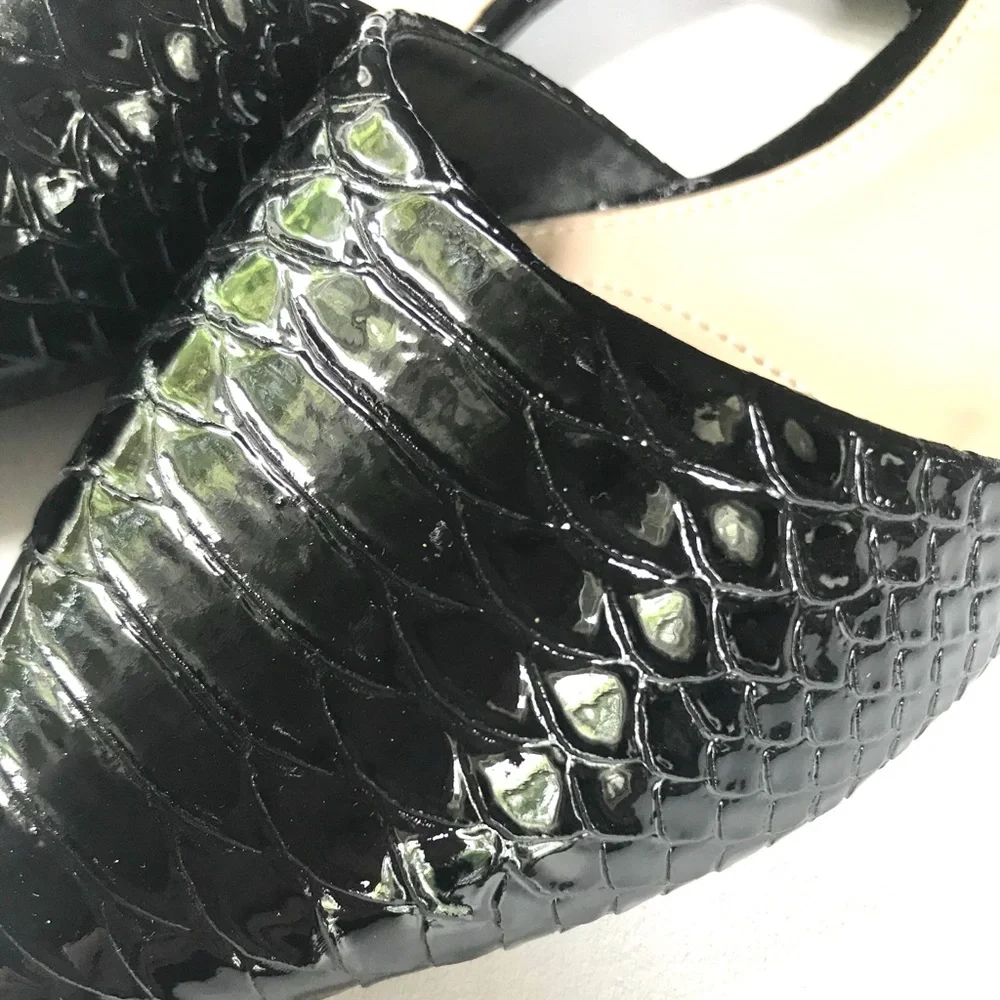 JONES NEW YORK Croc Point-Toe Flats Black 9.5 New - Picture 3 of 6